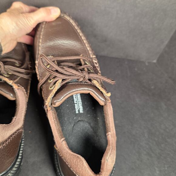 Mens Hush Puppies Professional Brown Leather Steel Toe Lace-up Shoes Oxford EUC main image 4